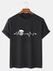 Mens Beer ECG Print Crew Neck Cotton Short Sleeve T-Shirts - Black