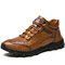 Men Microfiber Leather Retro Non Slip Outdoor Casual Ankle Boots - Brown