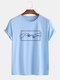 Camisetas casuales sueltas con estampado gráfico de dos manos para hombre - azul