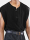 Men Plain Sleeveless Shirt - Black