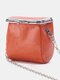 Genuine Leather Metal Buckle Design Crossbody Bag Phone Bag Coin Purse - Orange