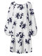Print Lantern Sleeve Elastic Plus Size Ruffle Dress for Women - White