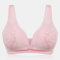 Maternity Lace Flower Front Button Breathable Wireless Nursing Bra - #07