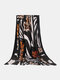 Women Cotton Zebra Leopard Pattern Print Dual-use Oversized Shawl Scarf - Gray