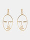 4 PCS Punk Human Face Earrings Hollow Abstract Face Pendant Earrings - #01