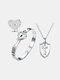 2 Pcs Concentric Lock Couple Jewelry Projection Stone Lock Bangle Key Necklace Valentine's Day Gift - #05
