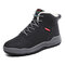 Large Size Men Slip Resistant Warm Lining Outdoor Casual Leather Boots - Black