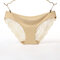 Plus Size Lace Seamless Ice Silk Low Rise Hip Lifting Panties - Nude