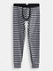 Men Thick 100%Cotton Striped Underpant U Convex Elastic Belt Warm Long Johns Thermal Underwear Pant - Gray