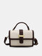Women Faux Leather Fashion Stone Pattern Patchwork Handbag Crossbody Bag - White