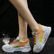 Women's Fashion Wearable Splicing Breathable Round Toe Running Platform Sneakers - Orange