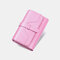 Women Genuine Leather Trifold Multi-card Slots Photo Card Money Clip Coin Purse Multifunctional Wallet - Pink