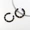 Retro Simple Circle  Earrings Gold Alloy Earrings For Women Colorful Stripe Earrings  - 01