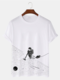Mens Space Astronaut Print Crew Neck Short Sleeve T-Shirts Winter - White
