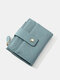 Women Artificial Leather Elegant Zip Design Bi-fold Short Wallet Large Capacity Stylish Purse - Blue