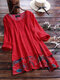 Винтажная блузка в стиле пэчворк с неправильным подолом и принтом Plus Размер - Красный