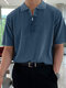 Mens Knit Quarter Zip Casual Manga Curta Golf Camisa - azul