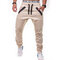 Casual Sport Pants Elastic Waist Drawstring Zipper Pockets Sportwear for Men - Beige