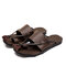 Men Genuine Oil Leather Toe Protective Sandals Comfy Soft Water Slippers - Brown