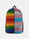 Women Nylon Colorful Cartoon Rainbow Large Capacity Backpack - 12