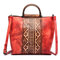 Brenice Splicing Handmade Tote Handbags Vintage Cowhide Shoulder Bags - Red