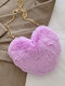 Women Plush Chain Heart Pattern Crossbody Bag Shoulder Bag - Purple