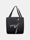 Women Felt Cat's Shadow Moon Handbag Shoulder Bag Tote - Black