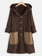 Casual Fleece Hooded Button Plus Size Coat with Pockets - Coffee
