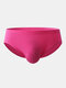 Comfy Plain Modal Briefs Solid Color Pouch Cozy Underwear for Men - Rose Red
