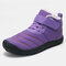 Large Size Women Snow Boots Waterproof Plush Lining Hook Loop Ankle Boots - Purple