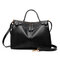  Women Vintage First Layer Genuine Leather Handbags Solid Handbag Boston Shoulder Bag - Black