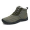 Large Size Men's Stripe Waterproof Plush Lining Stripe Ankle Boots - Army Green