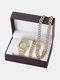 3 Pcs Men Watch Set Inlaid Diamond Steel Band Women Quartz Watch Necklace Bracelet Jewelry Gift Kit - #01