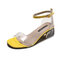 Women Buckle  Opened Toe Low Heel Sandals - Yellow