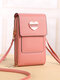 Casual Multifunction Double-Layer Touch Screen Crossbody Bag Faux Leather Heart Decoration Phone Bag - Pink