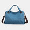 Women Casual Canvas Handbag Multi-carry Crossbody Bag  - Blue