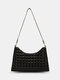 Casual Gingham Print Precision Suture Comfy Fabric Smooth Zipper Versatile Underarm Bag - Black
