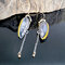 Vintage Hibiscus Stone Little Swan Earrings 925 Silver Plated 14K Gold Plated Tassel Pendant Earrings - 01