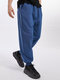 Mens Solid Color Casual Sports Drawstring Waist Jogger Pants - Blue