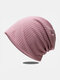 Women Dacron Knitted Solid Color Elastic Warmth Breathable All-match Beanie Hat - Lotus Root Pink