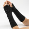 28.5CM Women Winter Knitting Jacquard Fingerless Long Sleeve Casual Warm Half Finger Gloves - Black