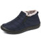 Men Waterproof Fabric Plush Lining Slip On Casual Ankle Boots - Blue