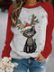 Cartoon Christmas Printed O-neck Long Sleeve Sweatshirt - Cat