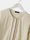 Повседневная блузка с длинным рукавом в богемном стиле с однотонной накладной пуговицей - Бежевый