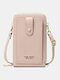 Women RFID Faux Leather Casual Multifunction Touch Screen Crossbody Bag Phone Bag - Pink