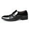 Large Size Men Stylish Splicing Slip On Business Formal Dress Shoes - Black