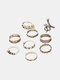 Alloy Vintage Ethnic 9 PCS Ring Set Snake-shaped Five-pointed Star Ring Set - Bronze