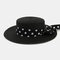 Women Flat Hat Outdoor Travel Jazz Straw Hat Sun Protection Sun Hat Beach Hat - Black