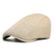 Men Adjustable Cotton Solid Color Beret Cap Sunshade Casual Outdoors Peaked Forward Hat - Khaki