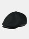 Unisex Solid British Style Retro Cowboy Hat Octagonal Hat Flat Hat - Black
